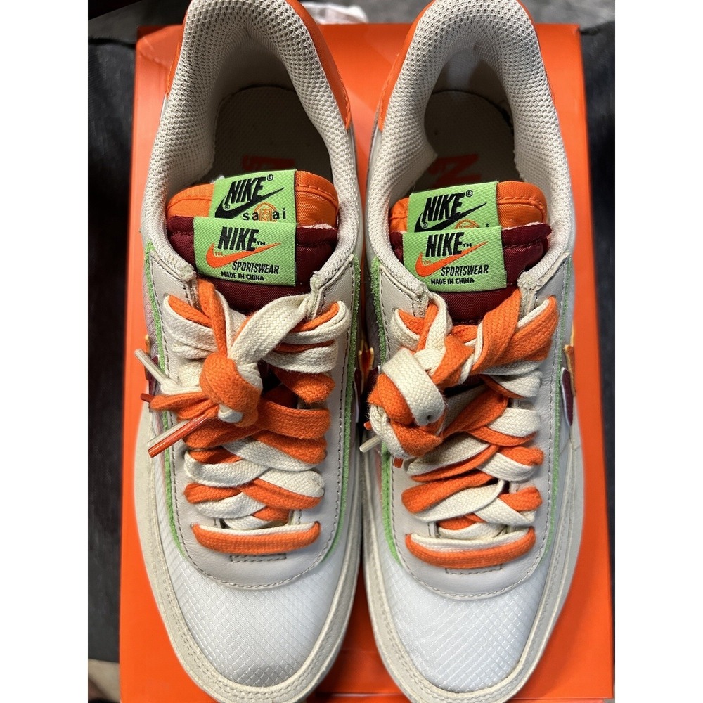 Nike LD Waffle Sacai Clot Orange Blaze Deep‎ Red Size Mens 8 Shoes Sneakers NEW